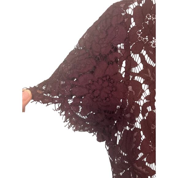 Vince Camuto Lace Dress Deep Purple Size 10 Short Sleeve Scallop Details - Picture 3 of 8